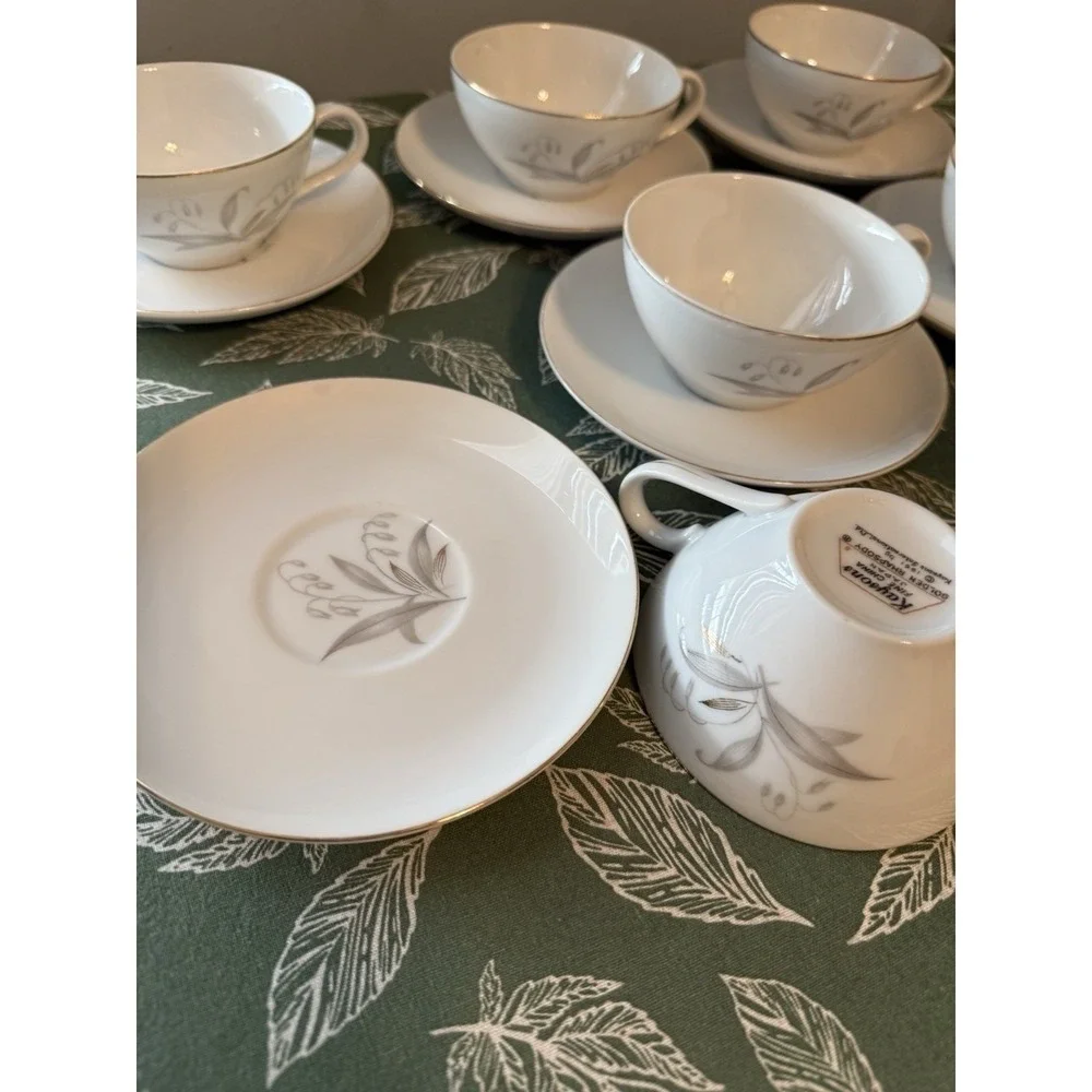 Kaysons Fina China Japan Vtg. Golden Rhapsody 1961 Cups & Saucers Set Of 6
